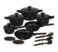 BERLINGERHAUS Batterie de cuisine revêtue de titane 15 pièces Collection Noir Mat BH-8198