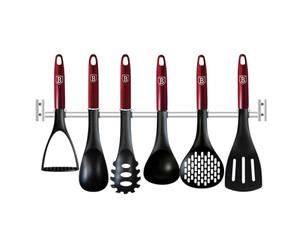 Berlingerhaus BH-6325 Lot de 7 ustensiles de cuisine avec support mural Bordeaux