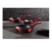Berlinger Haus, Set de 3 Pièces Collection Burgundy, en aluminium forgé, revêtement en marbre antiadhésif à 3 couches, Poignée ergonomique, Convient à tous les types de plaques de cuisson