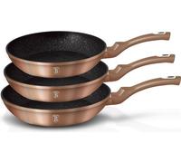 BERLINGERHAUS Poêle avec surface en marbre set de 3 pcs Rosegold Metallic Line BH-1278