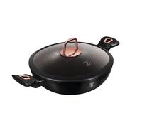 Berlinger Haus, Wok + couvercle, 30 cm, Collection Black Rose, 2 poignées latérales, Convient à tous les types de plaques de cuisson, sans PFOA, plomb, cadmium, Facile à nettoyer