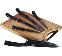 BERLINGERHAUS Set de couteaux antiadhésifs + planche à découper 6 pièces Black Silver Collection BH-2549