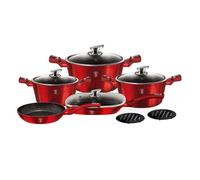 BERLINGERHAUS Set de vaisselle avec surface en marbre 11 pcs Bourgogne Metallic Line