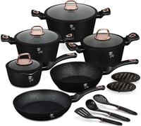 BERLINGERHAUS Set de vaisselle avec surface en marbre 15 pcs Collection Black rose