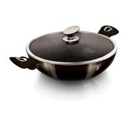 BERLINGERHAUS Wok avec couvercle en marbre 30 cm Shiny Black Edition BH-7115
