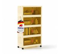 Berlinlodge Boîte de rangement EasyCube empilable avec 4 niveaux et roulettes HxLxP 25.5x60x28cm 38 L par niveau Portes transparentes et magnétiques Blanc transparent