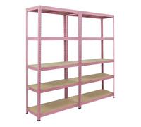 Berlinlodge Mega Deal | 2X Étagère de Rangement Bibliothèque Pink Lady | HxLxP 180x90x40cm| Capacité de Charge 175kg | 5 Niveaux | Pink