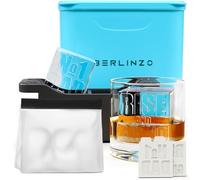 Berlinzo Machine à glaçons transparents de qualité supérieure avec empreintes de glace de conversation - 2 grands carrés de glace transparents de 5,3 cm - Idée cadeau pour les fêtes, les soirées de