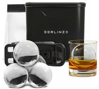 Berlinzo Machine à glaçons transparents de qualité supérieure - 2 grandes boules de glace transparentes de 6,1 cm pour whisky, cocktails et bourbon, moule à glaçons facile à enlever, sac de rangement