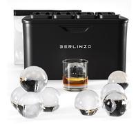 Berlinzo Moule à glaçons transparent de qualité supérieure - 8 grandes boules de glace transparentes de 6,1 cm pour whisky, cocktails et bourbon - Moule facile à enlever pour sphères de glace - Sac de