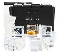 Berlinzo Moule à glaçons transparent de qualité supérieure - 8 grands glaçons carrés de 5,3 cm pour whisky et cocktails - Moule à glaçons facile à enlever - Sac de rangement et 24 empreintes de glace