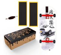 BERLION Finger Skate pour doigts professionnel en bois Pro concave moyenne, mini skateboard Fingerboard petit, ponçage, outil et roues, Finger Toys anti-stress (blanc et rouge)