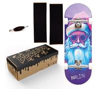 BERLION Finger Skate pour doigts professionnel en bois Pro Ultra concave, mini skateboard Fingerboard, ponçage, outil et roues, Finger Toys anti-stress (bleu violet)