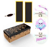 BERLION Finger Skate pour doigts professionnel en bois Pro Ultra concave, mini skateboard Fingerboard petit, ponçage, outil et roues, Finger Toys anti-stress (36 mm violet)