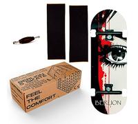 BERLION Patins à doigts professionnels en bois Pro, mini skateboard, petite planche à doigts, meulage et roues, jouet anti-stress (rouge noir)