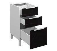 BERLIOZ CREATIONS Caisson de Cuisine avec tiroirs amortis, Panneaux de Particules, 40 x 83 x 51,6 cm, Fabrication 100% Française