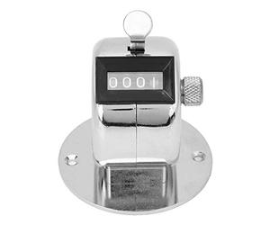 BERM Compteur de Comptage Manuel 0-9999, Outil de Comptage Portable à 4 Chiffres en Argent, avec Base, pour Statistiques de Données, Participation à Conférence