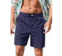 Bermuda Cargo Homme Coton Lin Légère Et Respirant Short avec Poches Taille Elastique Décontractés Plage Short Confortable Travail Pantalon Court Jogging Sport Bermudas Vacances Loisirs Quotidien