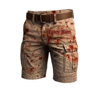 Bermuda Cargo Homme Élastique - Pantalon Cargo Élégant pour Idéal pour Une Tenue Décontractée Imprimé Halloween Coupe Droite Polyvalent pour L'Été Et L'Automne Parfait pour Les T-Shirts (Brown4 XXXL)