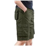 Bermuda Cargo Homme Grande Taille - Solid Men's Color with -Pocket and Fashion Summer Leisure Pants Salops De Pantalons pour (Army Green XXXXL)