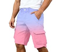 Bermuda Cargo Homme Randonnée, Short Cargo décontracté à imprimé dégradé saisonnier avec Poches, idéal pour l'été et Le Quotidien.