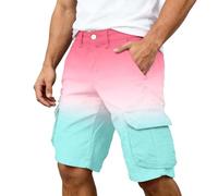 Bermuda Cargo Homme Randonnée, Short Cargo décontracté à imprimé dégradé saisonnier avec Poches, idéal pour l'été et Le Quotidien.