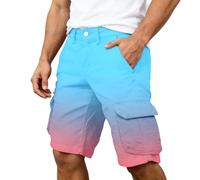 Bermuda Cargo Homme Randonnée, Short Cargo décontracté à imprimé dégradé saisonnier avec Poches, idéal pour l'été et Le Quotidien.
