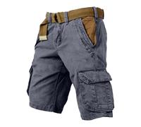 Bermuda Cargo Homme Short De Travail Court Décontracté Coupe Ample Uni Poches Latérales Fonctionnelles Fermeture Shorts Et Bermudas pour Molleton Coton Pantalon 1-Grey L