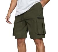 Bermuda Cargo Homme Short De Travail Shorts Et Molleton Pour Avec Cordon Serrage Taille Élastique Poches Léger Séchage Rapide Bermudas Pantalon Jean Musculation Multi-Poche Sport Décontracté Vert Size