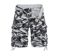 Bermuda cargo pour homme avec poches, style camouflage, vintage, respirant, short de plage, décontracté, couleur unie, short de course, multi-poches, short cargo, Blanc., 42