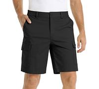 Bermuda cargo pour homme - Couleur unie - Décontracté - Léger et confortable - Short d'été - Short de randonnée - Multipoches - Short de travail - Pantalon hawaïen, Noir , XL