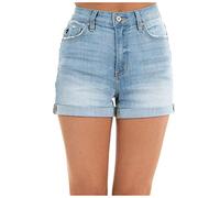 Bermuda en Jean Femme - Grande Taille Stretch Sport Stretch Short ÉTé Jean Femme Dechiré Sexy Slim Fit Hot Short De Bodybuilding De Loisirs