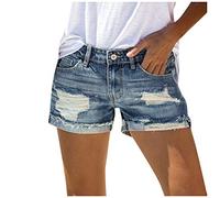 Bermuda en Jean Femme - Pantalon Court en Denim pour Femme Stretch Sport DéContracté Jean Femme Dechiré Mini Short en Jean Cadeau D'éTé
