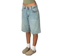 Bermuda en jean Y2k pour femme - Jambe large - Short de charpentier surdimensionné - Longueur genou - Short d'été en jean, bleu ciel, M