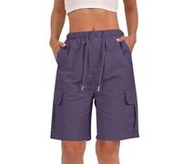 Bermuda Femme Cargo,Shorts Et Bermudas Femme Please Short Cargo d'été décontracté Couleur Unie Taille Ajustable et Poches (PP2 S)