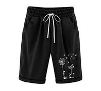 Bermuda Femme Ete Fluide en Lin Short De Sport Chic Large Fluide Pas Cher Shorts et Bermudas Habillé Femmes Grande Taille Élastique avec Poches Confortable Ample Mode Sport Jogging Pantalons Court