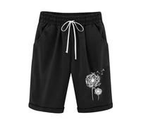 Bermuda Femme Ete Fluide en Lin Short De Sport Chic Large Fluide Pas Cher Shorts et Bermudas Habillé Femmes Grande Taille Élastique avec Poches Confortable Ample Mode Sport Jogging Pantalon Court