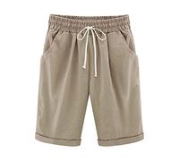 Bermuda Femme Ete Fluide Short De Sport Chic Large Fluide Pas Cher Shorts et Bermudas Habillé Femmes Grande Taille Élastique Confortable Ample Mode Sport Jogging Pantalon Court avec Poches