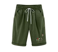 Bermuda Femme Ete Fluide Short De Sport Chic Large Fluide Pas Cher Shorts et Bermudas Habillé Femmes Grande Taille Élastique Confortable Ample Mode Sport Jogging Pantalon Court avec Poches