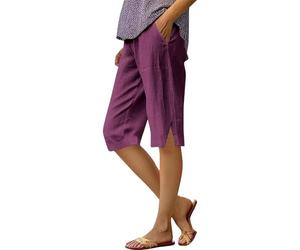 Bermuda Femme Ete Fluide Shorts De Plage Grande Taille Chic Décontracté Pantacourts Élastique avec Poches Large Pantalons Court De Sport Pas Cher Ample Bermuda Jogging