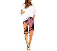 Bermuda Femme Été Ou Coton Shorts et Bermudas Habillé Femmes Grande Taille Élastique avec Poches Confortable Ample Casual 2024 Mode Sport Jogging Pantalon Court Pas Cher