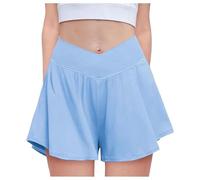 Bermuda Femme Ete, Short Fluide pour Femme avec Doublure en élasthanne Short de Course athlétique 2 en 1 avec Poches Jupe-Short de Tennis d'entraînement pour Filles