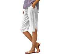 Bermuda Femme Grande Taille - Short Décontracté Femme à Élastique Coupe Ample avec Poches Confortable Été Extérieur Souple Respirant Douze Cinq Centimètres