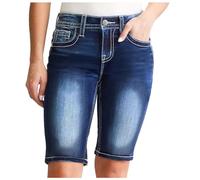 Bermuda Femme Jean Taille Elastique Short Été Ete Shorty Grande Ajustable Jeans Mini Basse en Raspail Denim pour Femmes Salopette Haute Slim Sexy avec Chaîne À Pompons Blanc