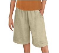 Bermuda Femme Longueur Genou Jambe Large Confortable Coton Lin Élastiqué Taille Haute Stretch Dames Culottes Short Chic Fluide Été Yoga Active Sports Shorts et Bermudas Femme Place du Jour