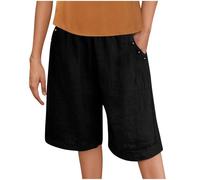 Bermuda Femme Longueur Genou Jambe Large Confortable Coton Lin Élastiqué Taille Haute Stretch Dames Culottes Short Chic Fluide Été Yoga Active Sports Shorts et Bermudas Femme Place du Jour