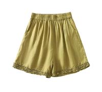 Bermuda Femme, Short d'été décontracté, Coupe Droite, à Volants et Jambes Larges.