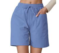 Bermuda Femme Short Femme Ete Pantalon Leger Ete Blanc Molleton Coton Sport De Randonnée Vêtements Fluide Court Shorts Et Bermudas Été Jogging Large Pilates Randonnee Vetement XXL Lin Combi Ample 2