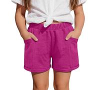 Bermuda Fille Enfant Denim Jean été Shorts décontractés pour Filles, Taille élastique, Doux, Confortables et Amples, Couleur Unie, pour l'été des Tout-Petits