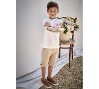 Bermuda garçon cérémonie en coton/lin beige 5A